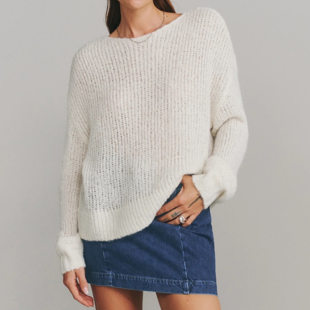 REFORMATION Kaya Sweater Baby Alpaca/Wool in Cream Size Small